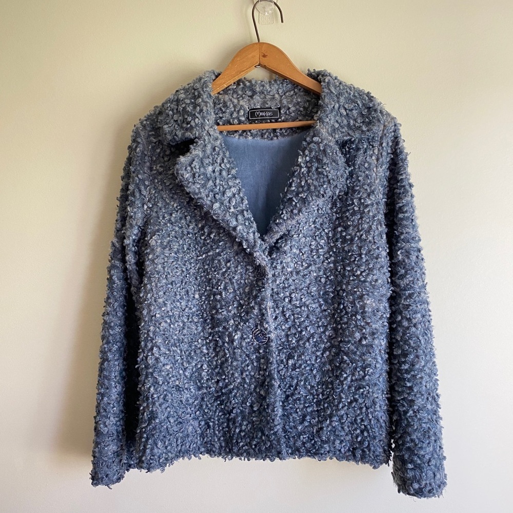 Minkas Bouclé Collared Jacket Sweater